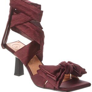 GANNI Bow Detailed Faille Sandals Size EU35 Burgundy